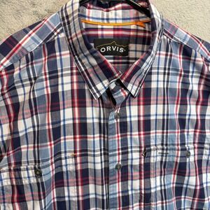 Orvis XL Plaid Button‎ Down Shirt Long Sleeve Outdoor Fishing Cotton Blend